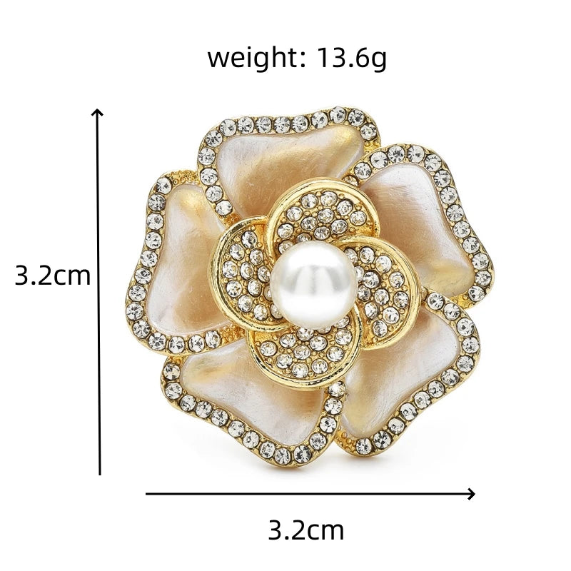 PENDRA Peonia Pearl Enamel Peony Brooch