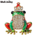 PENDRA Crowned Frog Rhinestone Brooch