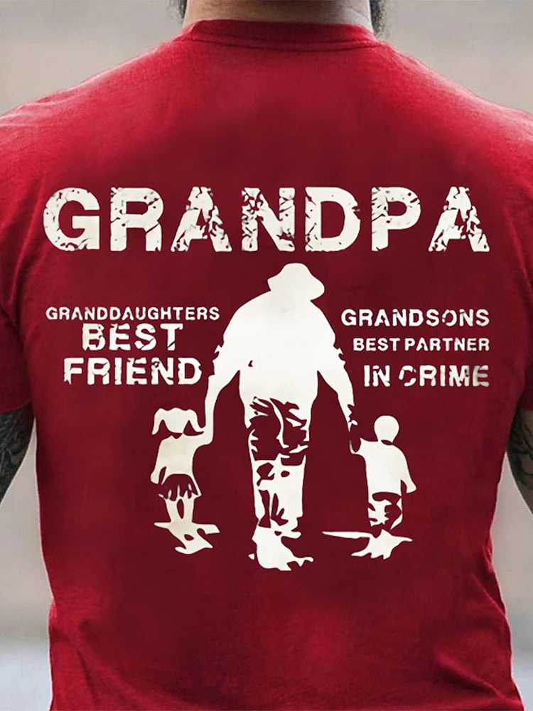 Walking Printed Father's T-shirt Summer Daily Casual Men's T-shirt Outdoor Running Exercise Men's Sports Short-sleeved Top