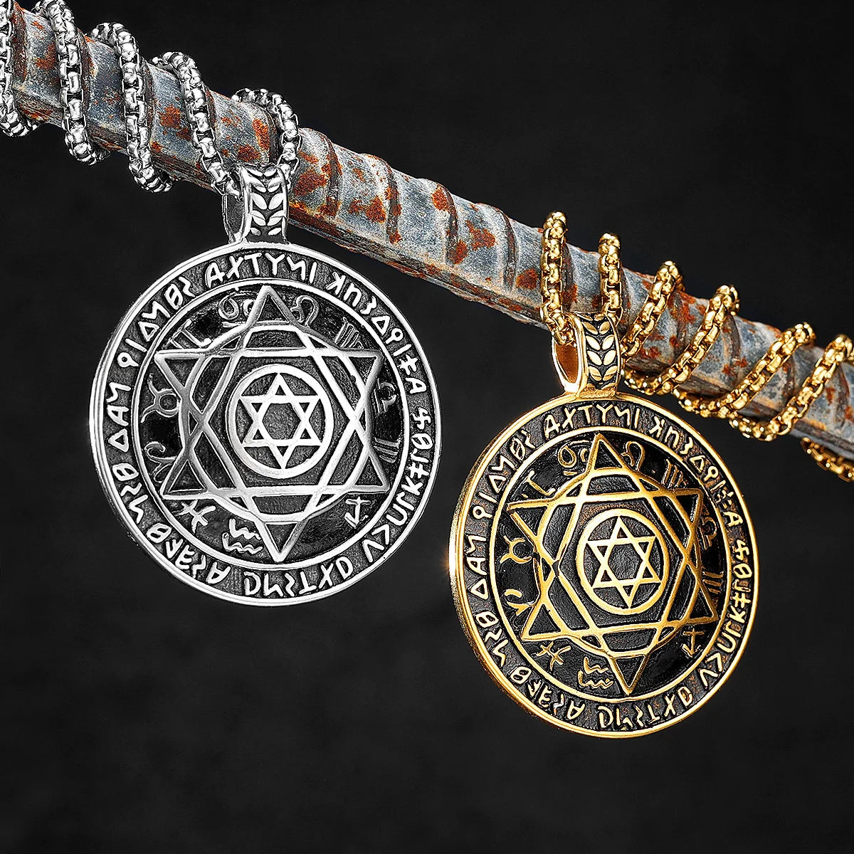 PENDRA Judaism Star David Steel Necklace