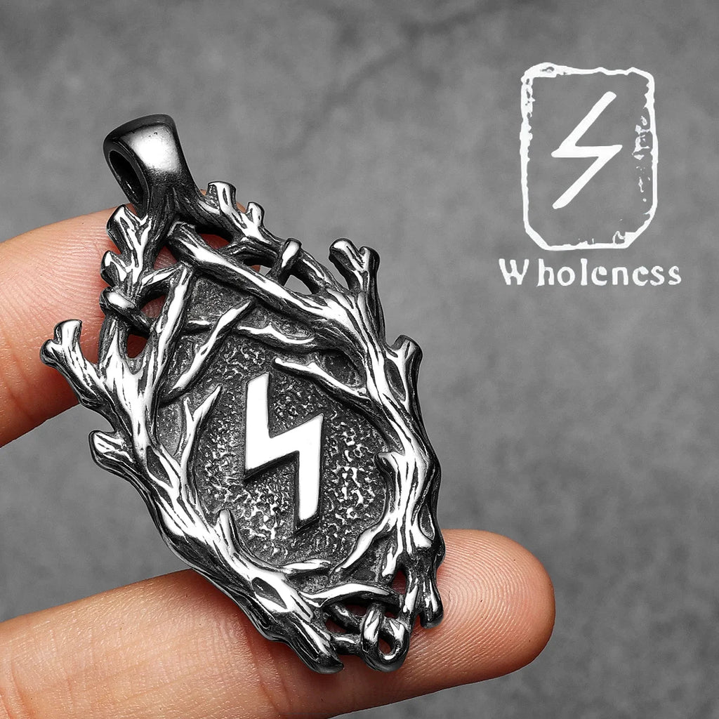 PENDRA Rune Branch Steel Necklace