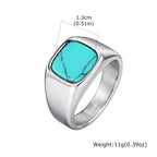PENDRA Turquoise Dad Steel Ring
