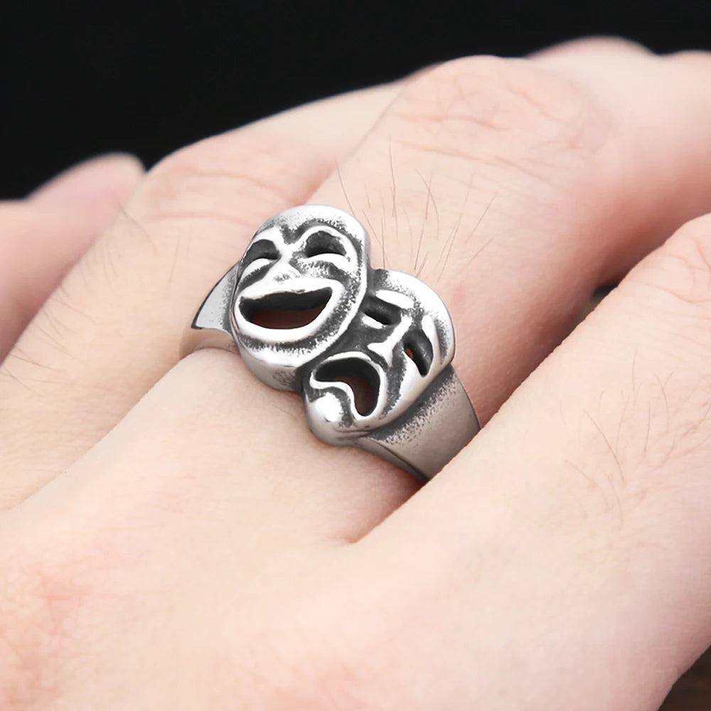 PENDRA CrySmile Stainless Steel Cry and Smile Ring