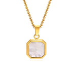 PENDRA Square Stone Natural Pendant Necklace
