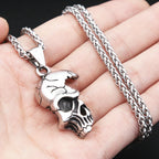 PENDRA Skullmask Punk Vintage Half-Face Skull Pendant Necklace