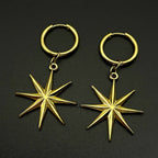 Y2K Star Swirl Earring Accessory For Egirl Boy Stainless Steel Silver Color Daily Streetwear Dark Kpop Ear Hoops Rapper Jewelry