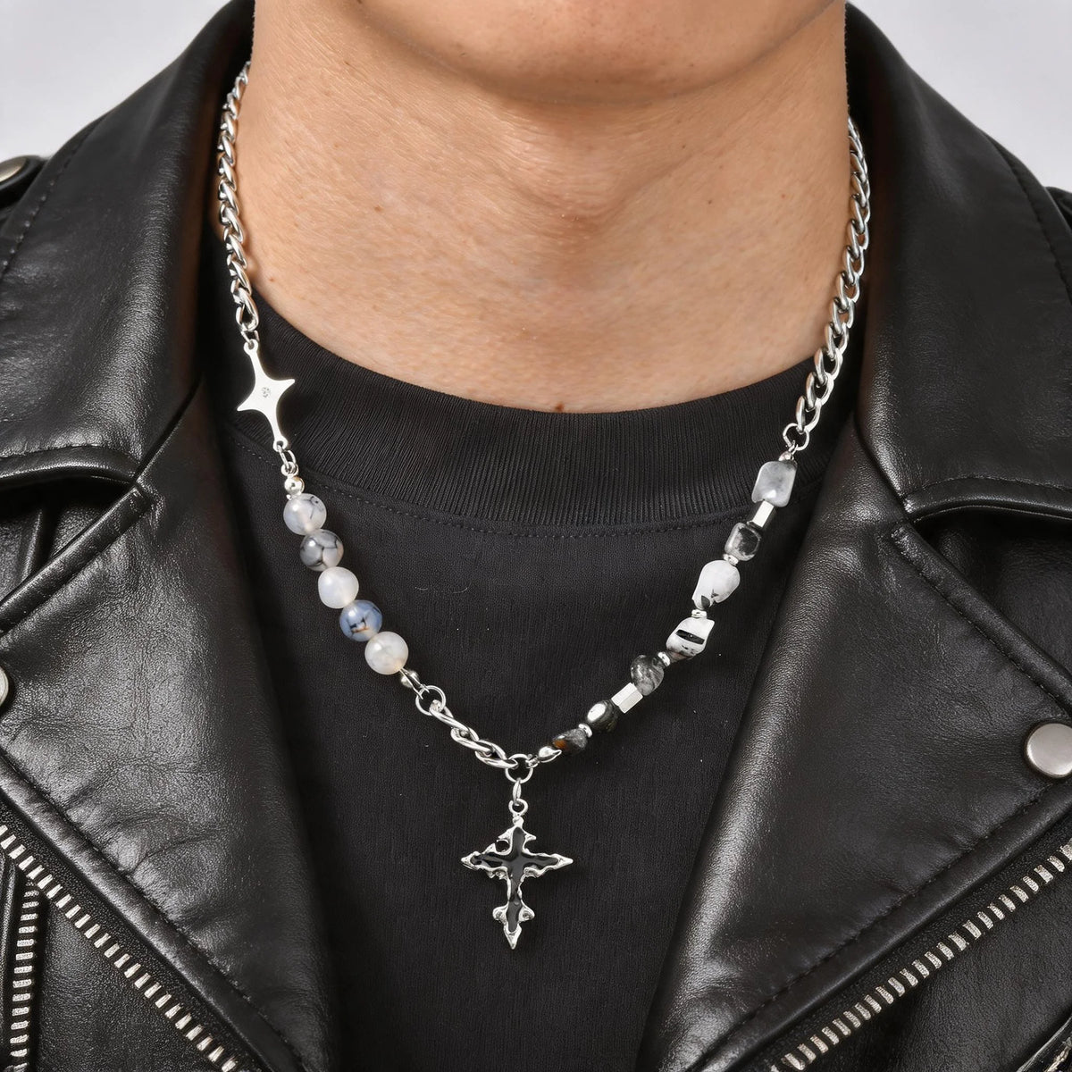 PENDRA Cross Pearl Beaded Necklace