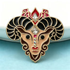 PENDRA Vintage Enamel Goat Brooch