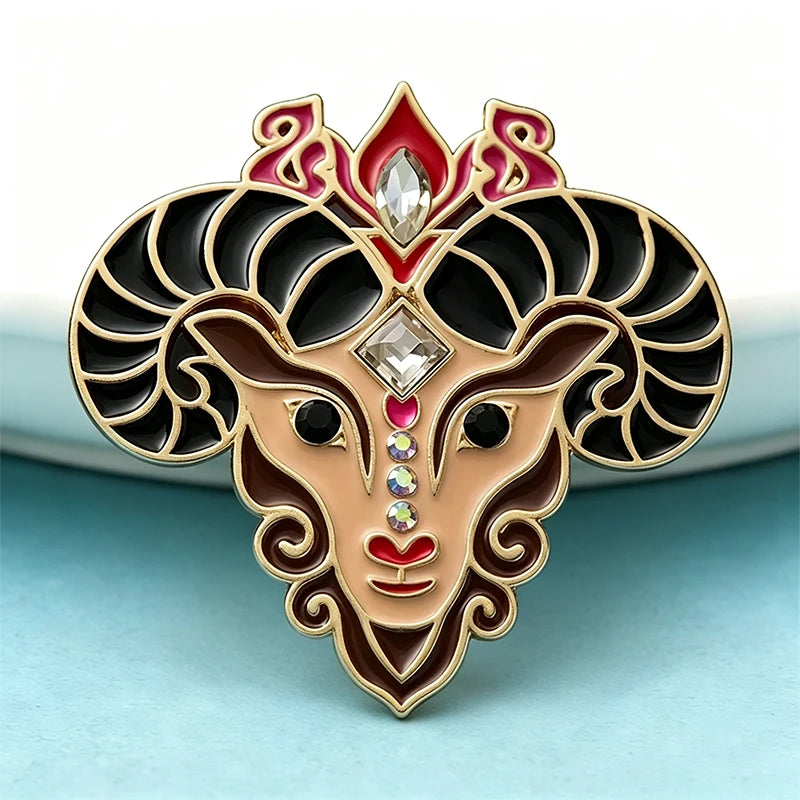 PENDRA Vintage Enamel Goat Brooch