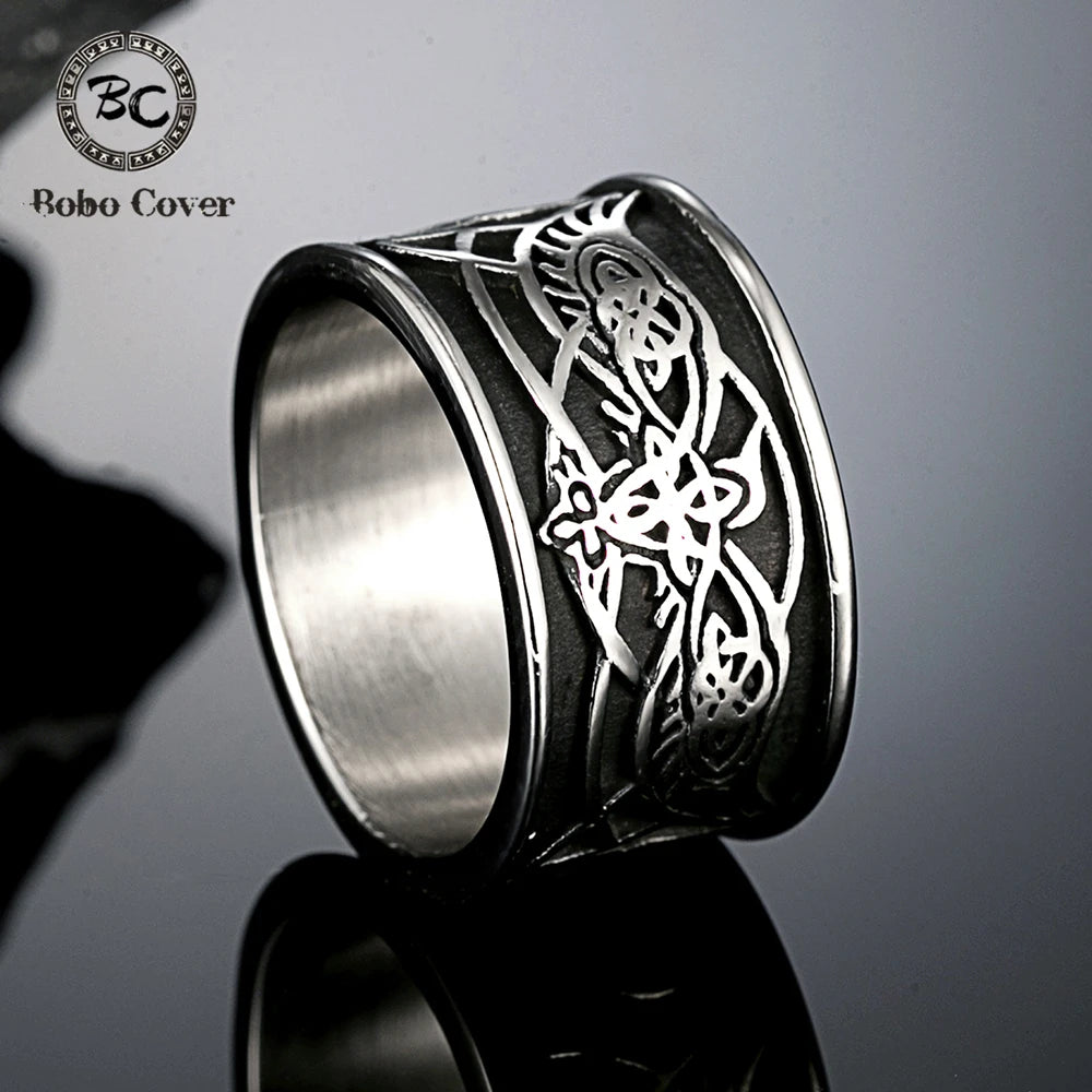 PENDRA Wolf Crow Rune Ring