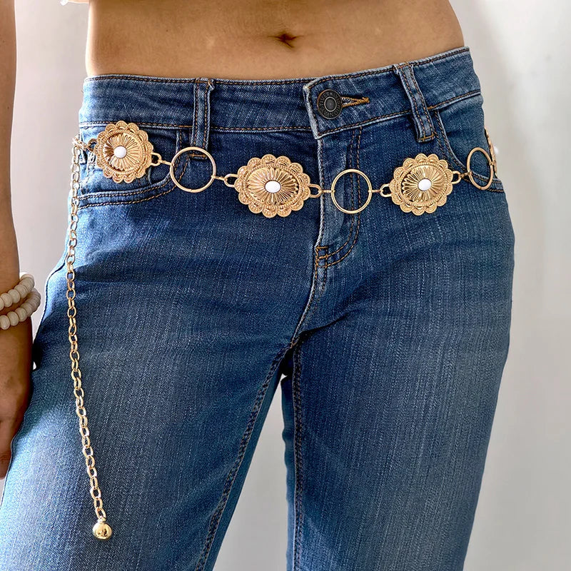 Retro Metal Waist Chain Women's Ethnic Accessory Versatile for Skirts Elegant High-End Luxury Designer Thin Belt New Fashion