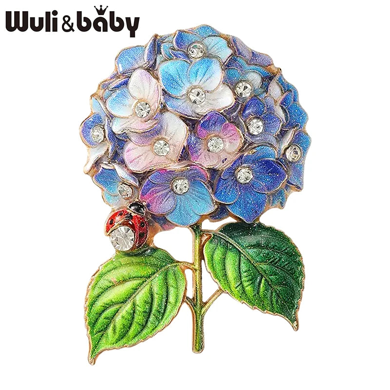 PENDRA Hydria 6-Color Hydrangea Ladybug Brooch
