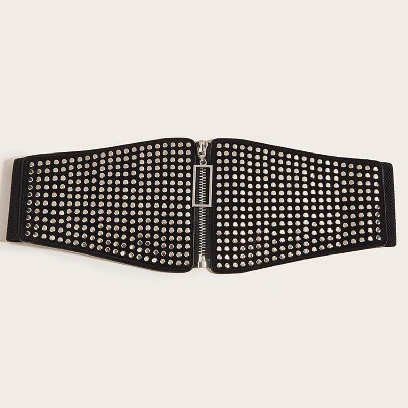 Plus Size Wide Punk Rivet Black Corset Belt Female Western Y2k Dress Designer Belts for Women High Quality Girdle Waistband