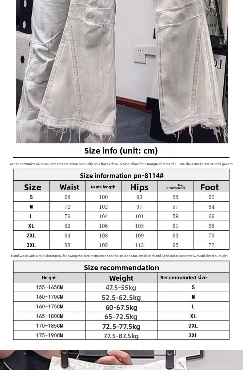 Spring Summer 2026 Trendy Brand Versatile Ruffian Handsome Ripped Flare Young Light Weight Casual Jeans Hip Hop Long Pants Men