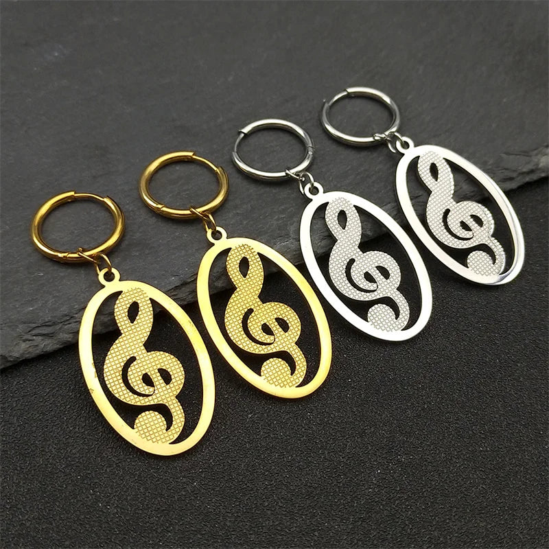 Musical Symbol Treble Clef Note Hoop Earrings for Women Men Music Lover Student Graduation Dangle Earring Jewelry E3550S06