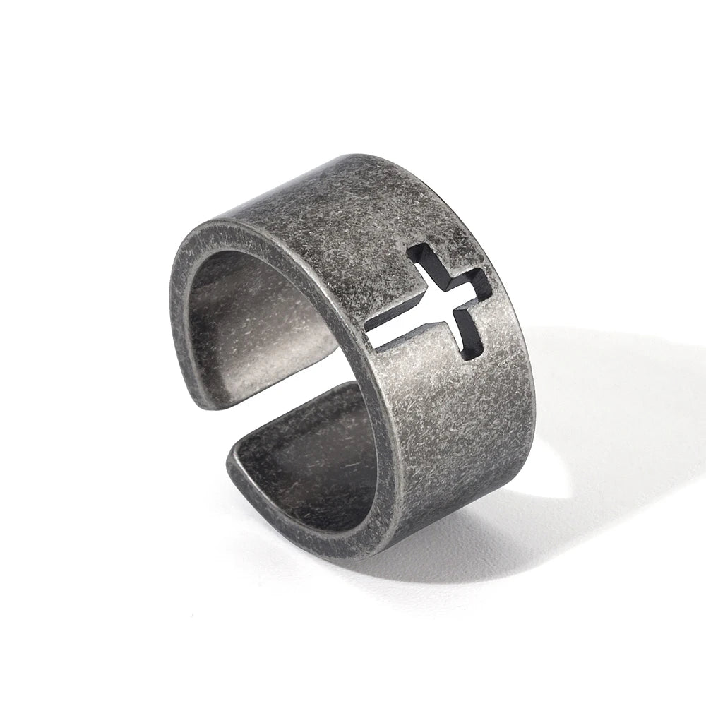 PENDRA Crosssteel Stainless Steel Cross Ring
