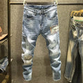 New Arrival High Quality KPOP Splicing Men's Designer Work Pants Jeans Grey Patchwork Korean Fashion Men Luxury Casual Pants