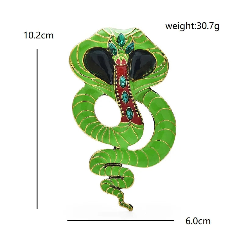 PENDRA Big Enamel Cobra Snake Brooch