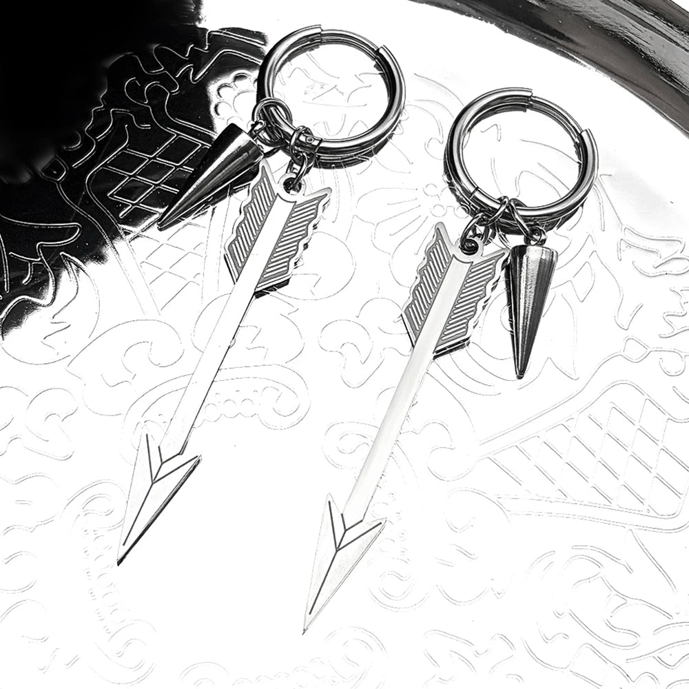 Longbow Archery Rivet Earrings For Women Men Stainless Steel Silver Color Sword Hiphop Party Male Dangle Earring Jewelry Gifts
