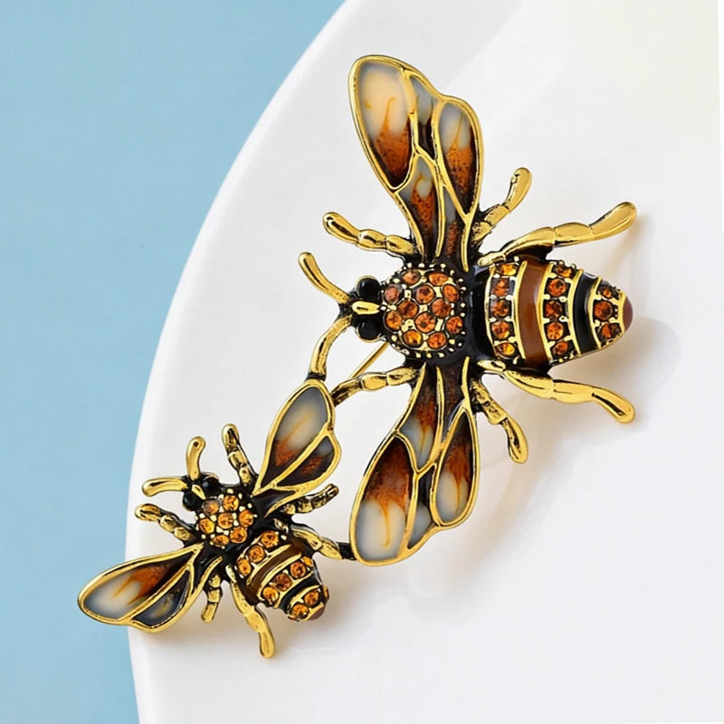 PENDRA Honeywing Rhinestone Bee Brooch