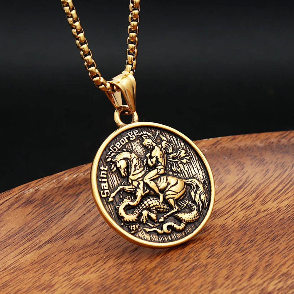 PENDRA Dragonslayer Saint George Pendant Necklace