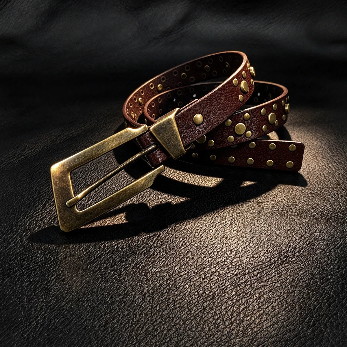 Korean Retro Rivet Belts Metal Pin Buckle PU Girdles Punk Design Waistbands Western Cowgirl Ladies Jeans Fashion Accessories