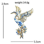 PENDRA Serene Crane Rhinestone Bird Brooch