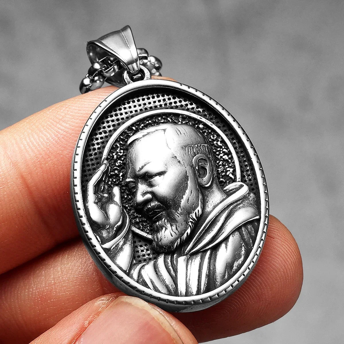 PENDRA Catholic Padre Pio Steel Necklace