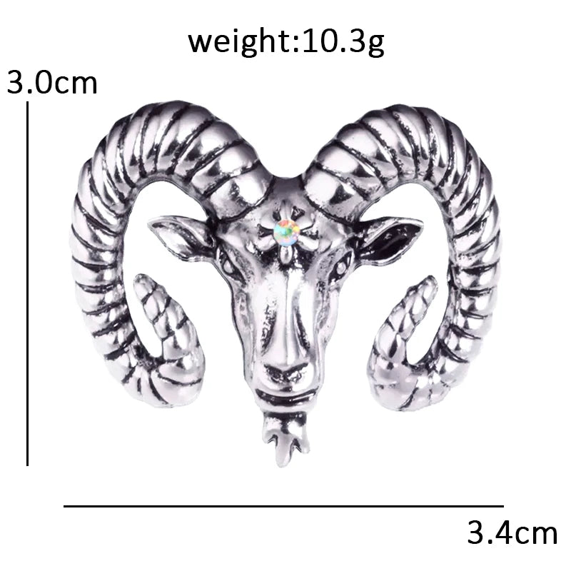 Wuli&baby Vintage Metal Goat Brooches For Women Unisex 2-color Sheep Animal Head Party Casual Brooch Pin Gifts