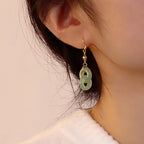 VENTFILLE 925 Silver Gold Color Hetian Jade Earrings for Women Girls Festival Gift Green Round Jewelry Dropshipping Wholesale