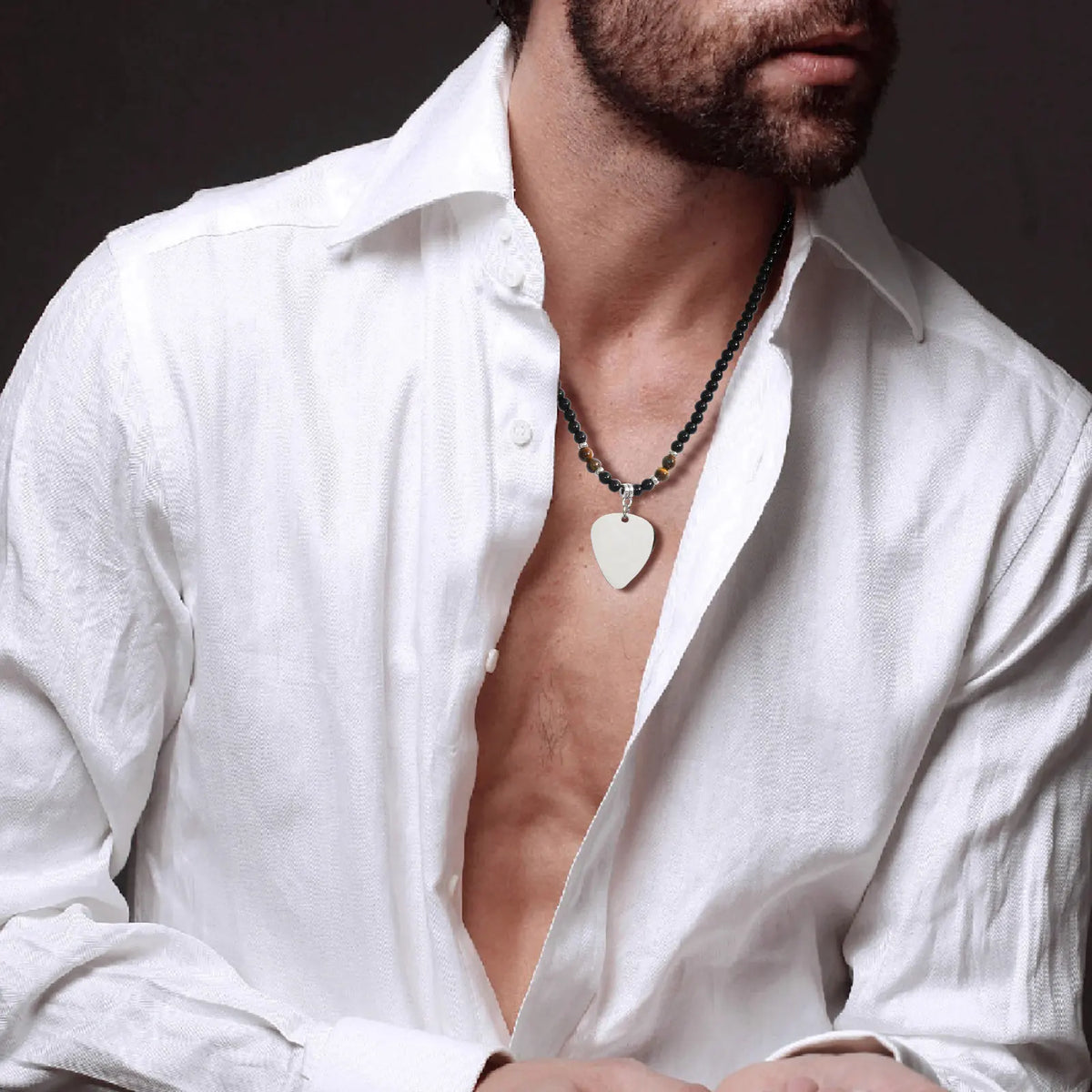 Mens Cross Pendant Necklaces, Waterproof Tiger Eye Black Beaded Necklace,Father's Day Birthday Party Gift for Him