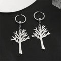 Stainless Steel Music Band Hip Hop Tree of Life Hoop Earrings for Women Silver Color Gothic Punk Earring Jewelry Gift E3404S06