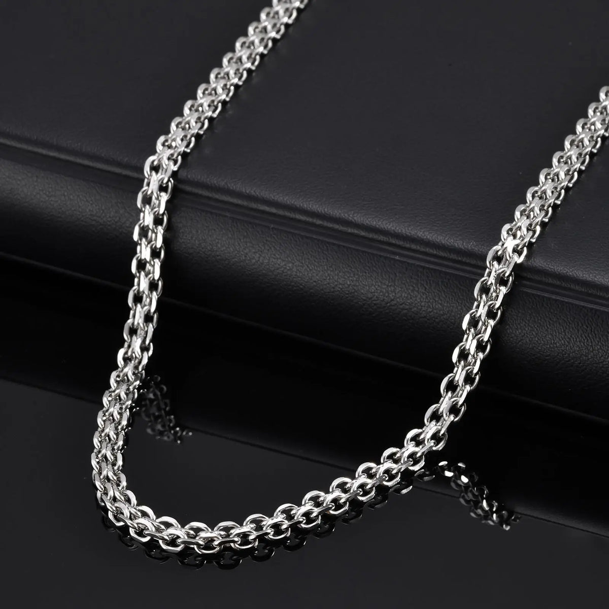 Minimalist Chain Links Necklaces for Men Boys,5MM Stainless Steel Double-Layer Rolo Links Collars,Classic Jewelry Gifts