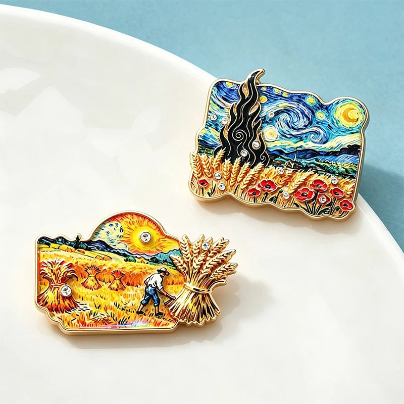 PENDRA Cypresse Harvest Wheat Field Art Brooch