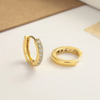 PENDRA Diamond Studded Hoop Sterling Earrings