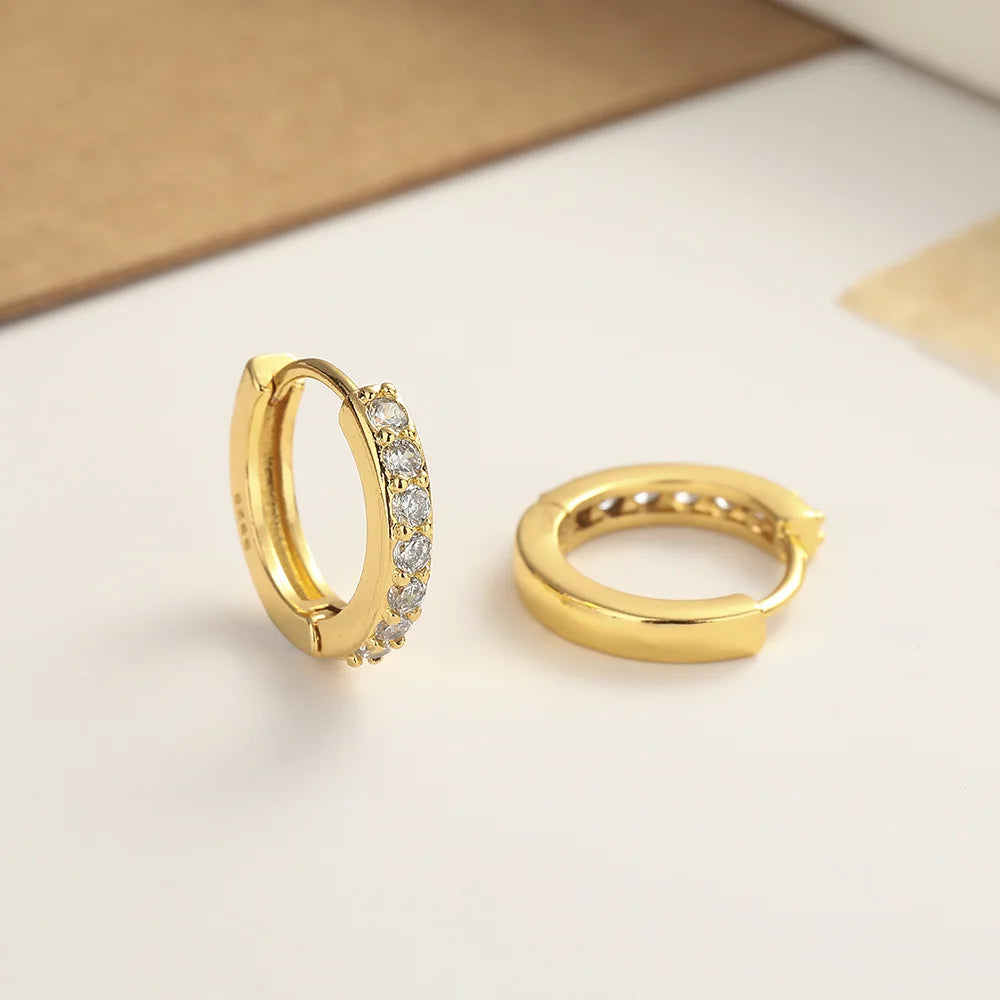 VENTFILLE 925 Sterling Silver Diamond Studded Hoop Earrings for Women Ear Buckle Circle Trendy Jewelry Gift Dropshipping
