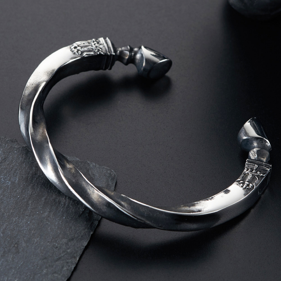 PENDRA Dragon Totem Stainless Steel Open Cuff Bracelet