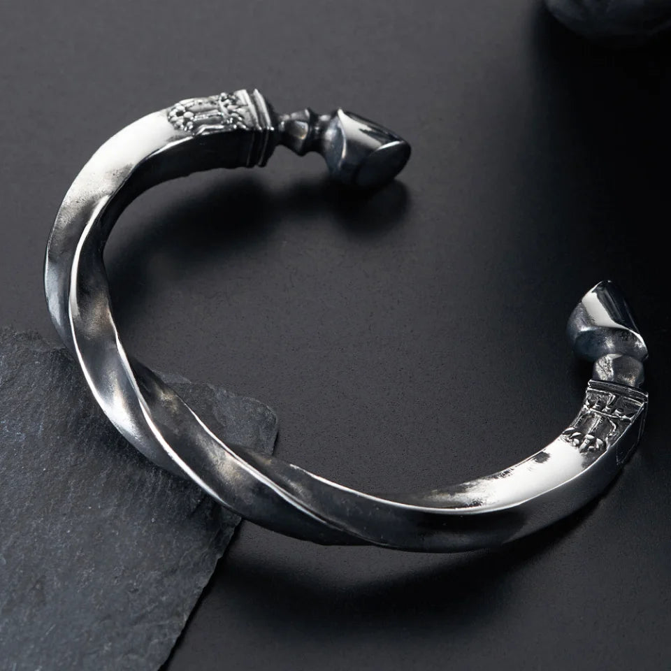 PENDRA Dragon Totem Stainless Steel Open Cuff Bracelet