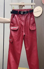 PENDRA Oversized Pocket Loose Leather Cargo Pants