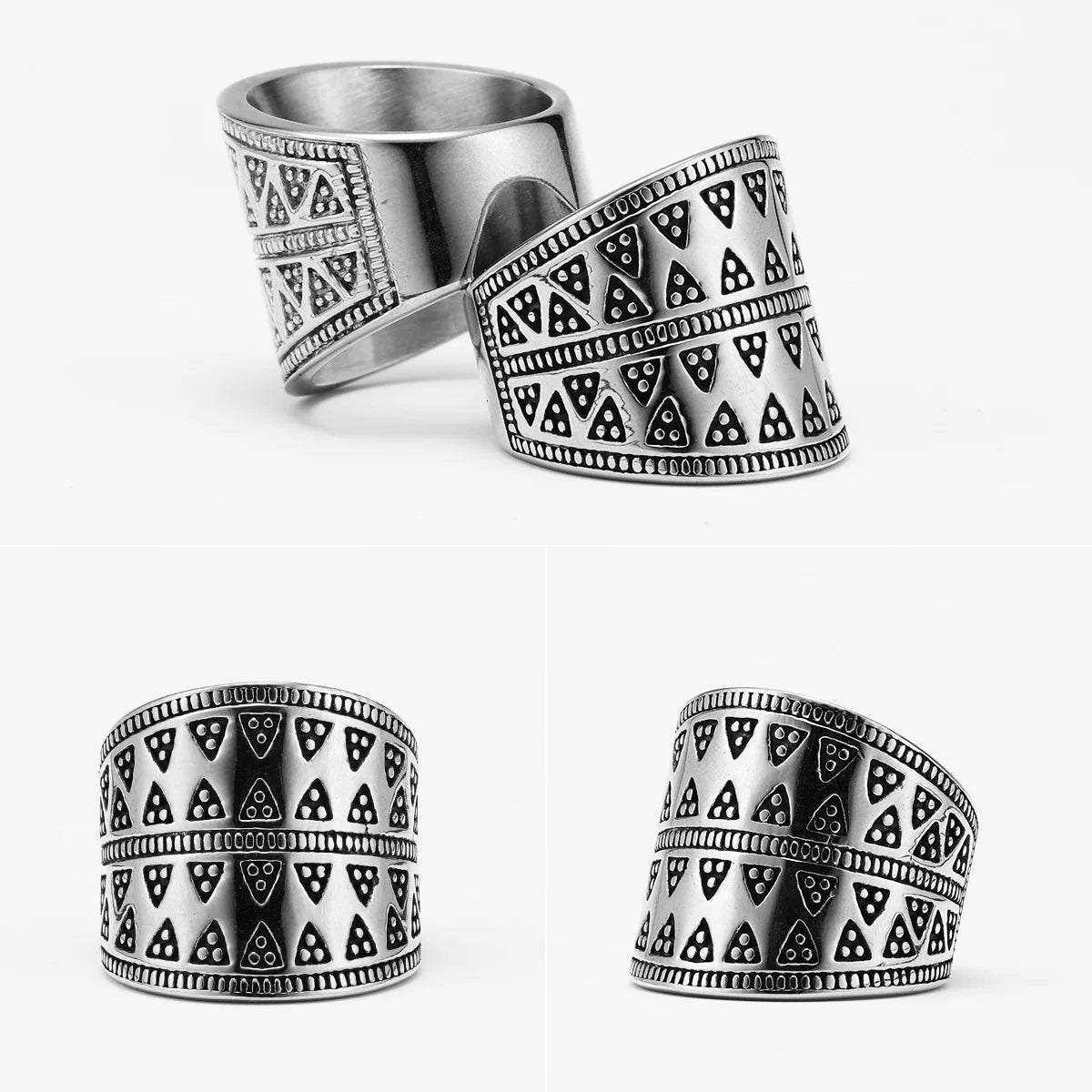 PENDRA Aesthetic Geometry Triangle Steel Ring