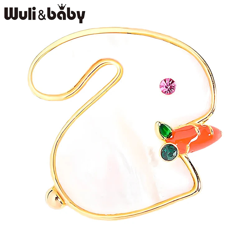 PENDRA Cute White Rabbit Brooch