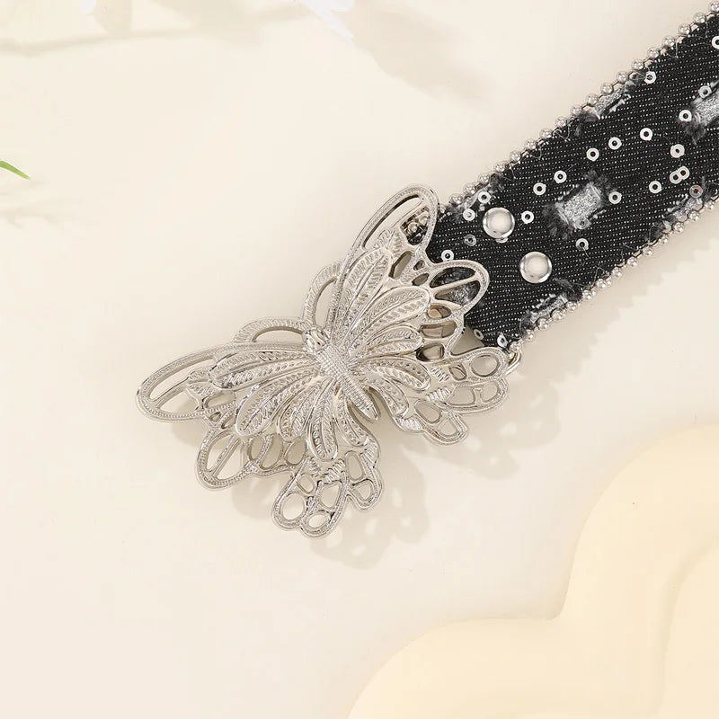 PENDRA Rheais Leather Pink Butterfly Gothic Belt