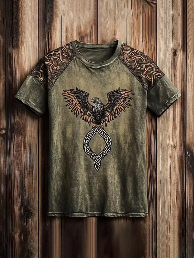 PENDRA Tribal Ethnic Rune-printed Retro Loose-fitting Short-Sleeve T-Shirt