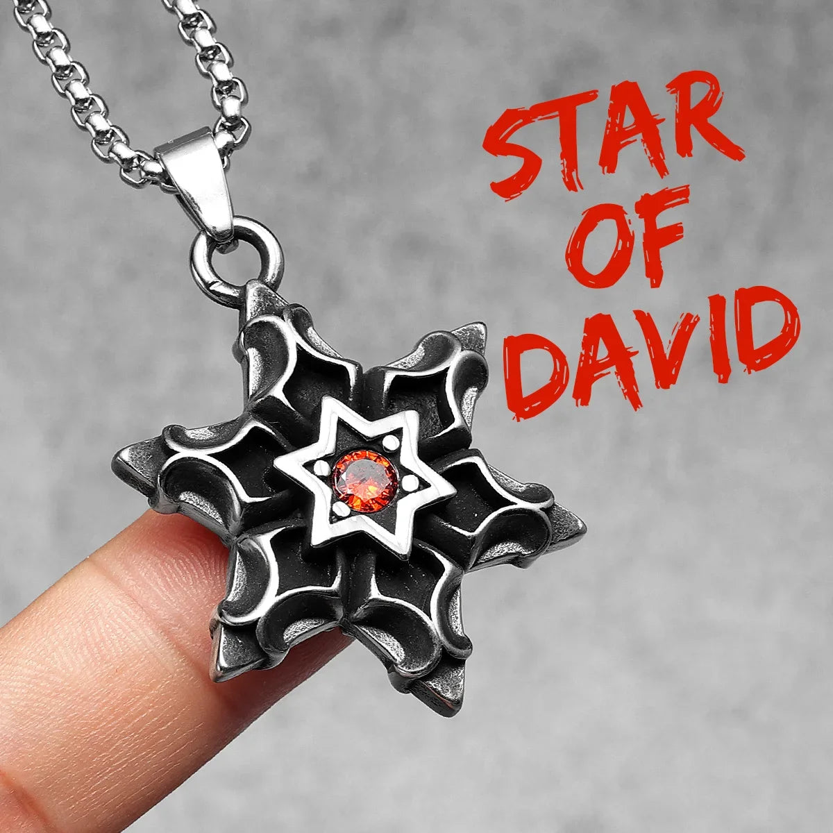 PENDRA Star David Masonic Steel Necklace