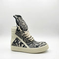 PENDRA Python Leather Black Leather High-Top Python-Pattern Platform Ankle Boots