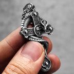 PENDRA Dragon Circling Cross Steel Necklace