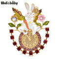 PENDRA Lovely Rabbit Clock Brooch