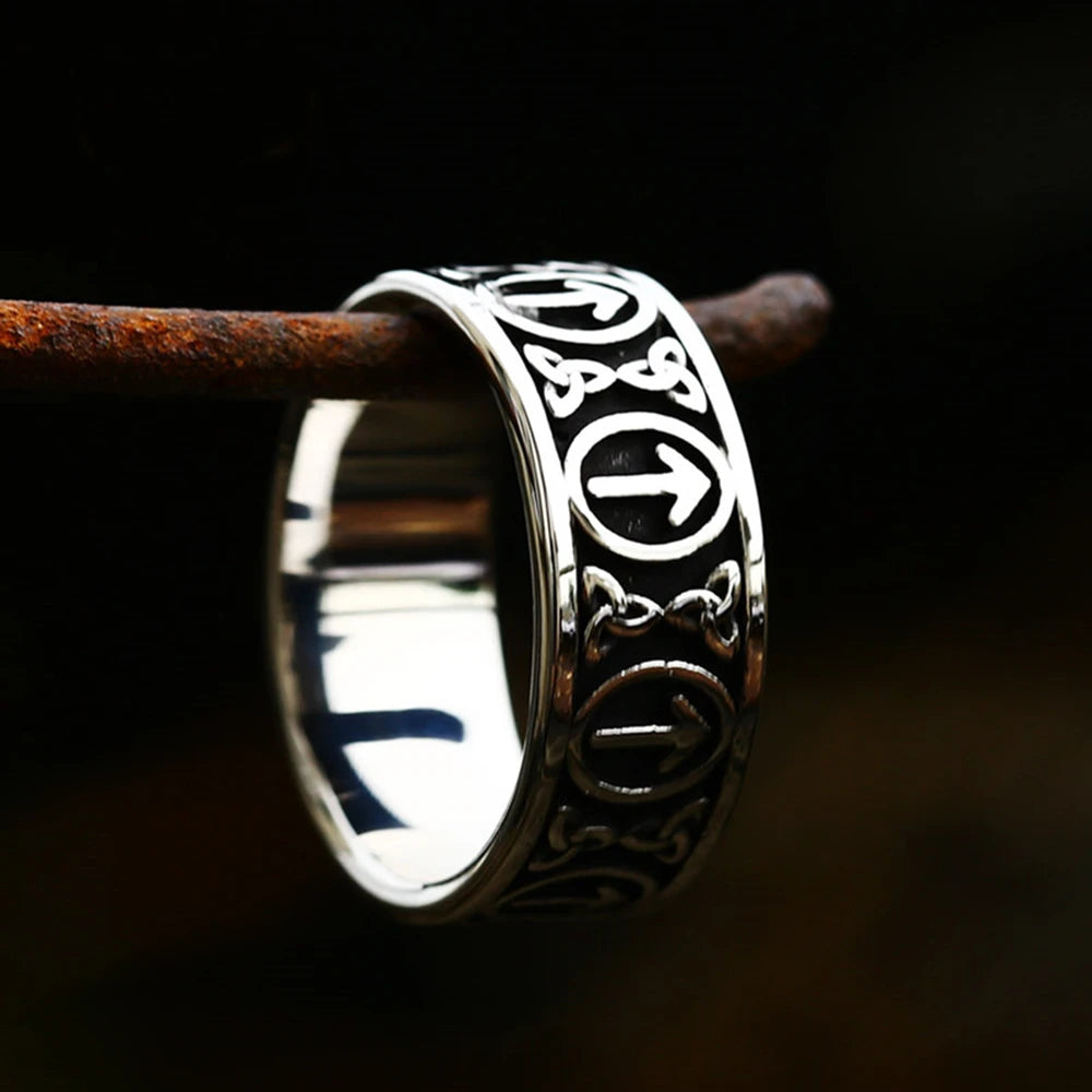 PENDRA Celtic Knot Rune Futhark Ring