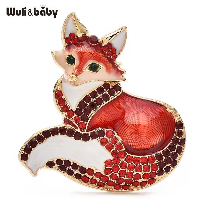 PENDRA Vulpina Rhinestone Fox Brooch