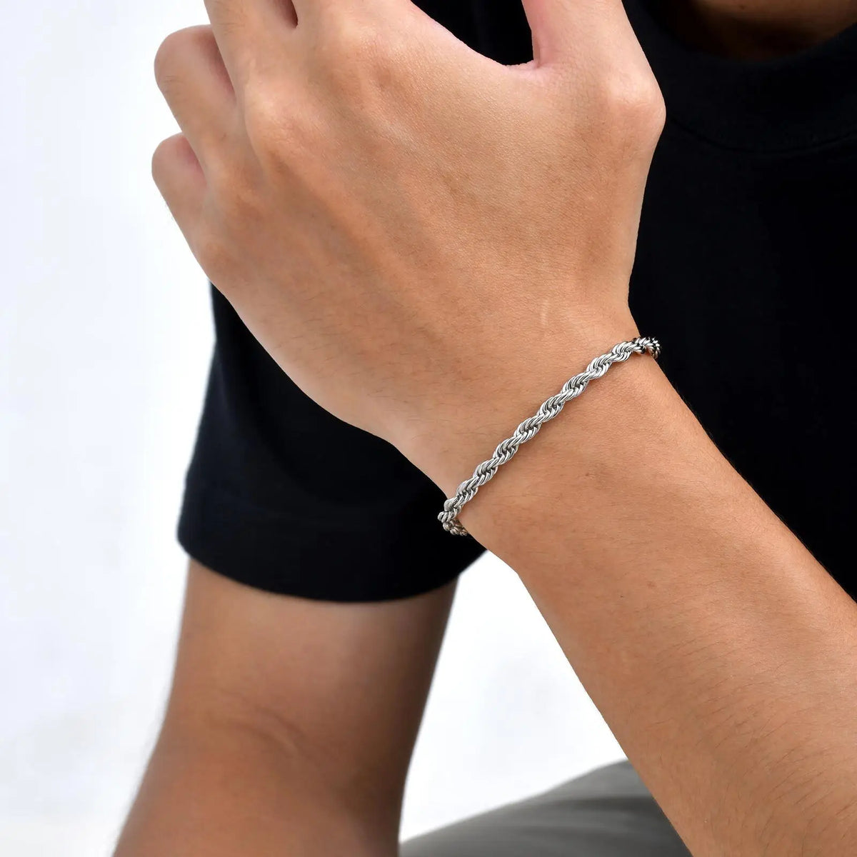 2/3/4/5mm Twist Rope Chain Bracelet for Men Women,Casual Stainless Steel Adjustable Chain Wristband,Gold/Siver Color Chain